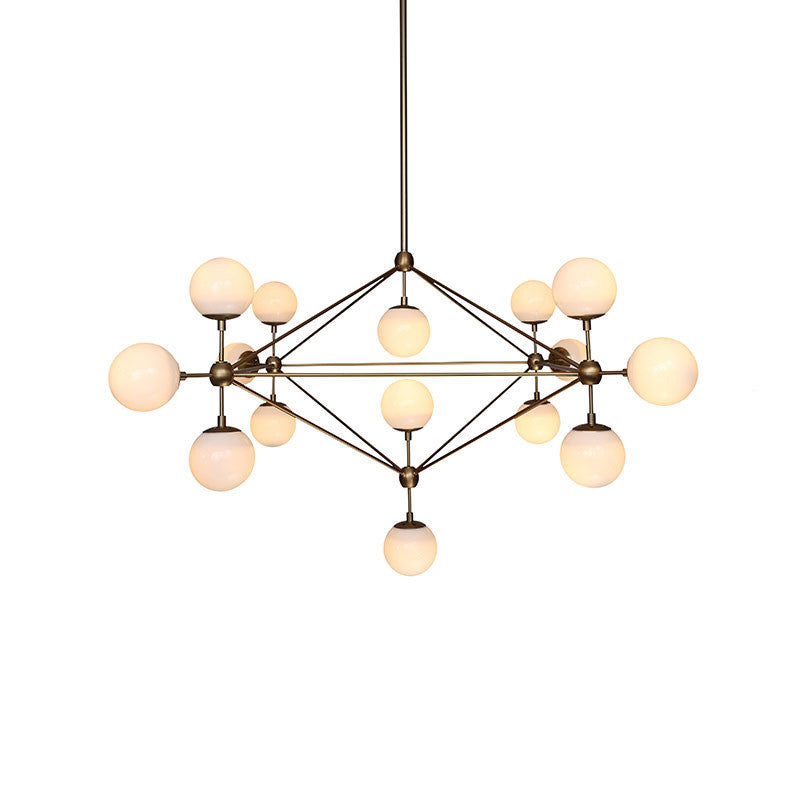 Brushed brass cluster bulb chandelier frosted glass