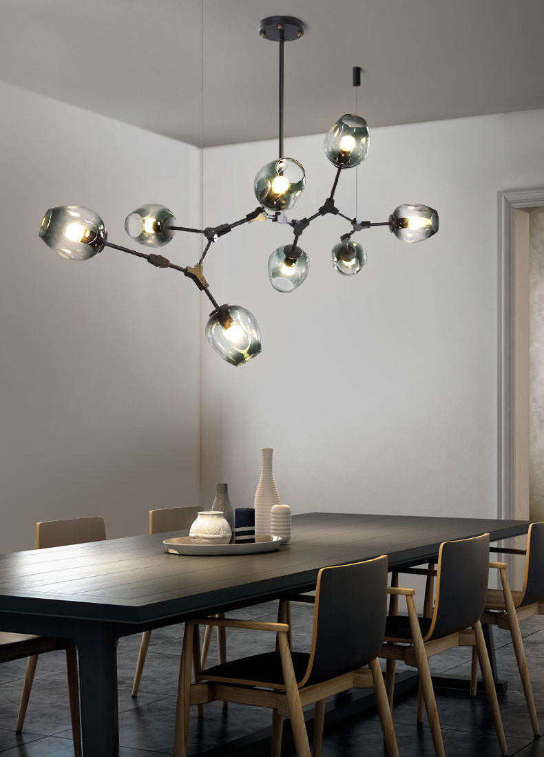 Carmen multi lamp glass pendant light chandelier modern dining table setting