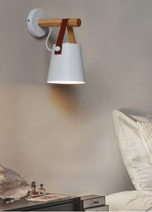 Nora Leather strap wooden scandi wall Light