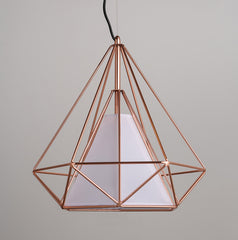 Copper Diamond Wire Cage Pendant Light