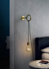 Circus Loop Brass Wall Light With Wall Plug