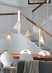 White glider pendant light chandelier dining table setting