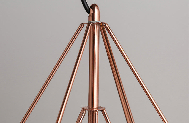 Copper Diamond Wire Cage Pendant Light - details