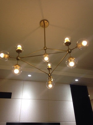 Brushed brass cluster bulb chandelier real photo