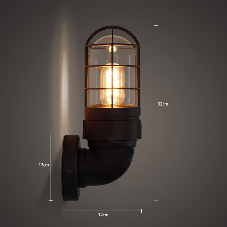 Classic Bunker Industrial Wall Light Sconce Measurements