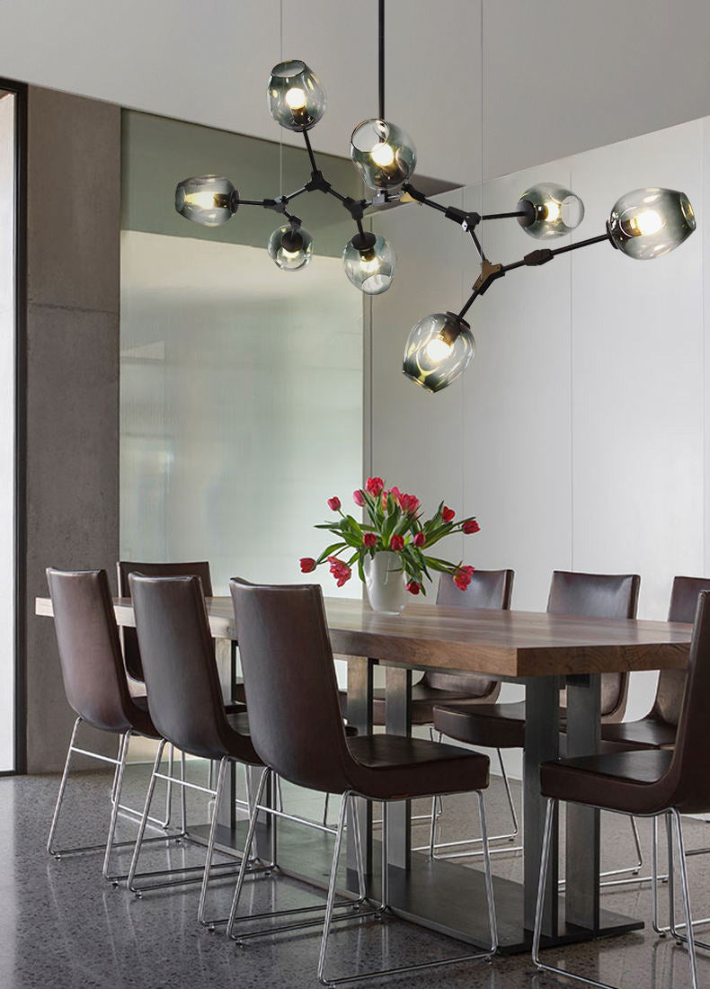 Carmen multi lamp glass pendant light chandelier modern luxury dining table setting