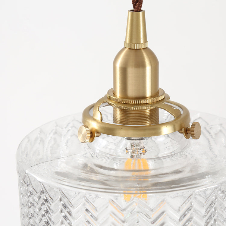 Matilda Glass Mid Century Vintage look Brass Fitting Pendant Light