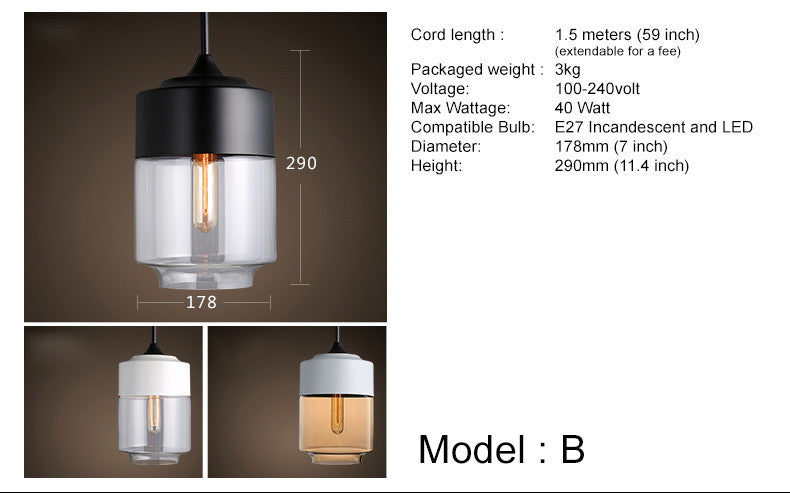 Toledo Minimalist Contemporary Pendant Light model B