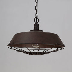 Rustic Vintage Industrial Pendant Light With Cage Covering