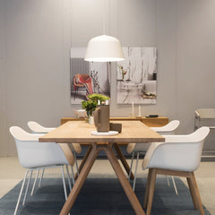 Ambit pendant light in dining room in white