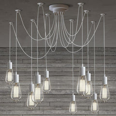 10 Light Cable Chandelier in white