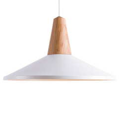 Large White Minimalist Scandinavian Pendant Ceiling Light Polished Wooden