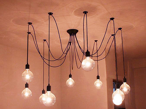 10 Light Bulb cluster ceiling lamp in black