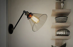 Glass Lamp Shade Wall Sconce Light With articulating arm