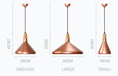 Kopar Minimalist Copper Brass Coloured Shade And Wooden Pendant Light