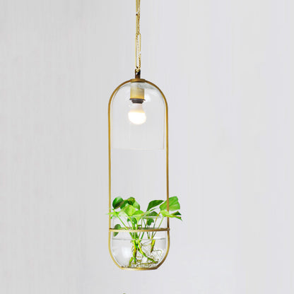 Hanging Plant Vase Brass Pendant Light