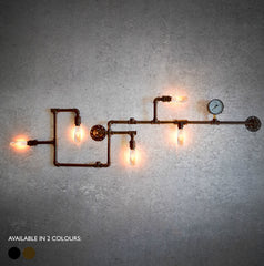 Steampunk water pipe iron wall light with Edison Bulbs