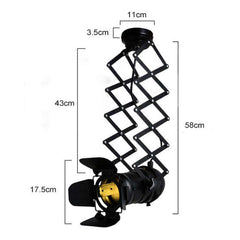 Classic Hollywood spotlight ceiling light retractable arms measurements