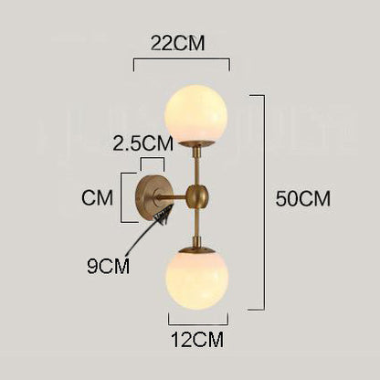 Brushed brass frost bulb wall light sconce measurements