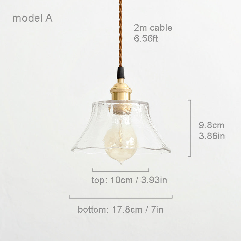 Petunia glass mid century pendant light model A measurements