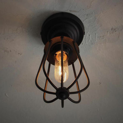 Pear Metal Cage Black Fixed Ceiling Light
