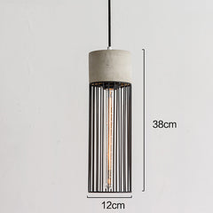 Long pencil concrete steel cage pendant light measurements