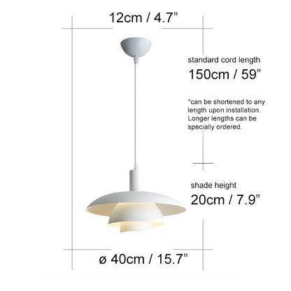 Otago white mid century modern pendant light measurements