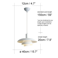 Otago white mid century modern pendant light measurements