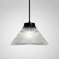 Fluted Glass Shade Brass Fitting Industrial Pendant Light