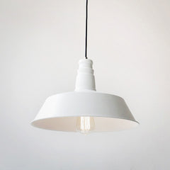 Vintage Industrial Pendant Light In White
